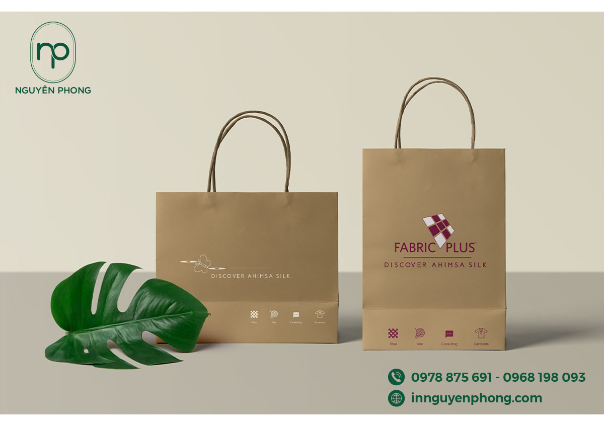 Mẫu túi giấy du lịch kraft nâu đơn giản 